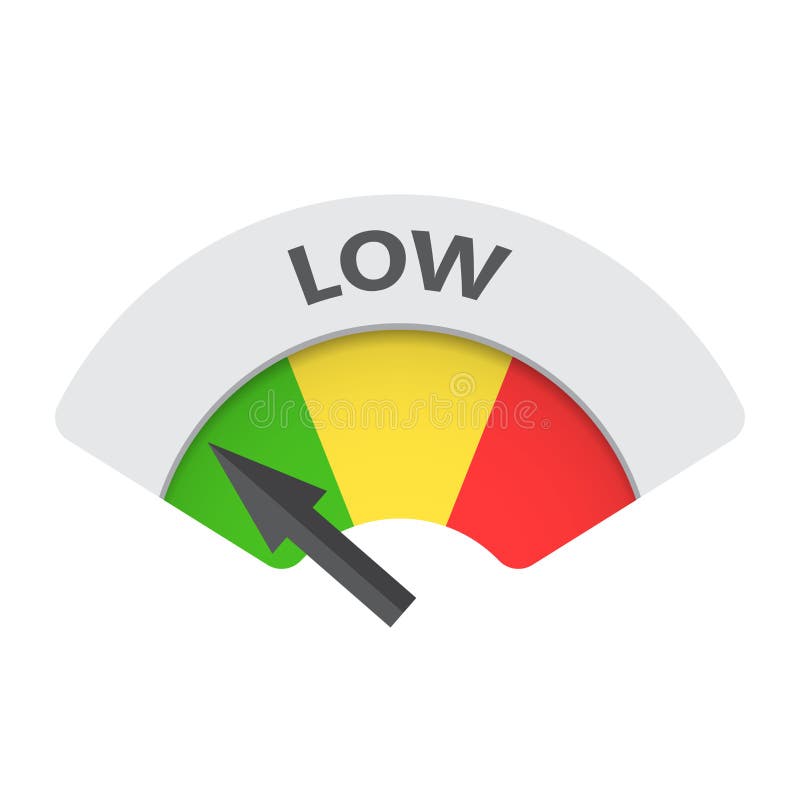 Low Level Risk Gauge Vector Icon. Stock Vector - Illustration of