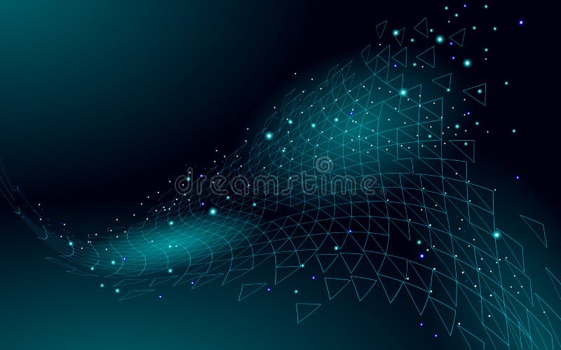 Low poly 3D dark space polygonal. Innovative polymer structure. Universe triangle sacred geometry. Data technology royalty free illustration