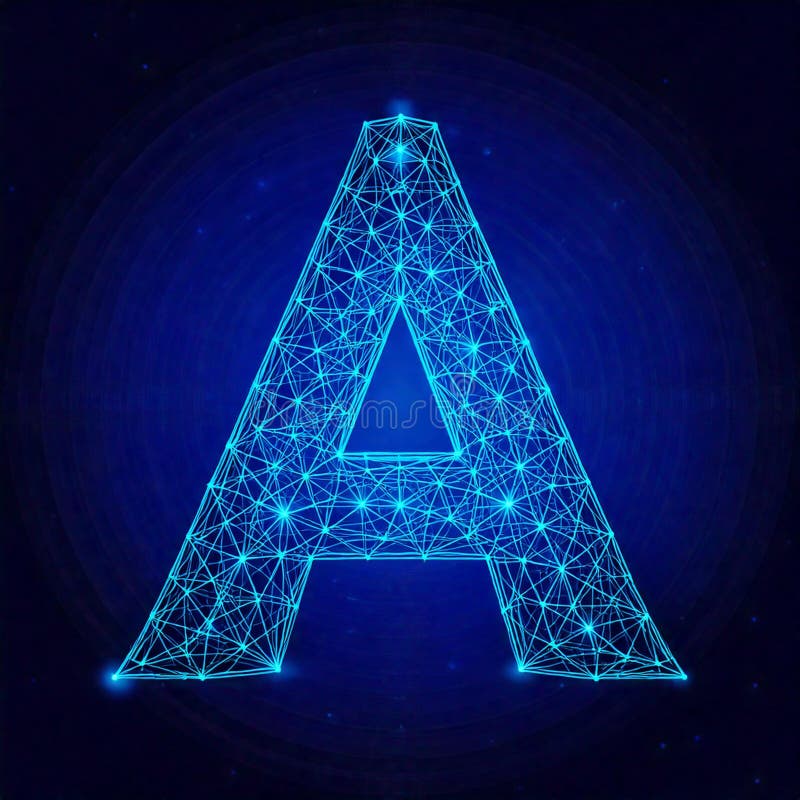 Low Poly Letter A : Abstraktes geometrisches Alphabet Design mit polygonal Wireframe mesh Style vektor abbildung