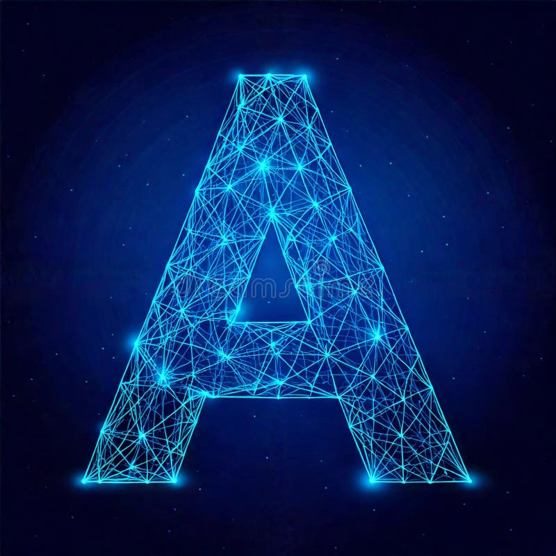 Low Poly Letter A : Abstraktes geometrisches Alphabet Design mit polygonal Wireframe mesh Style lizenzfreie abbildung