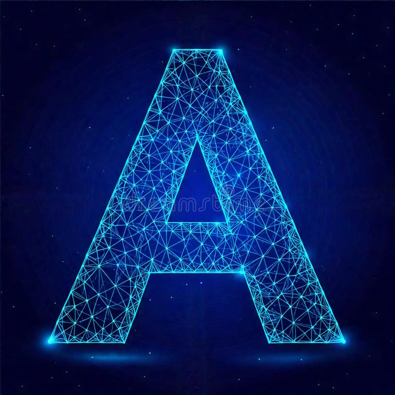Low Poly Letter A : Abstraktes geometrisches Alphabet Design mit polygonal Wireframe mesh Style stock abbildung