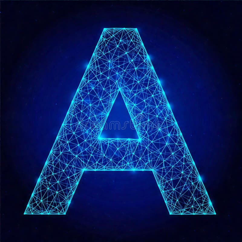 Low Poly Letter A : Abstraktes geometrisches Alphabet Design mit polygonal Wireframe mesh Style stock abbildung