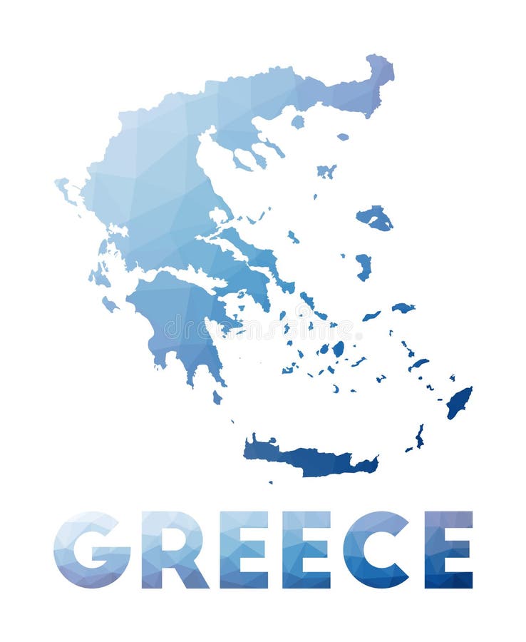 Low poly map of Greece. stock vector. Illustration of mesh 234234056
