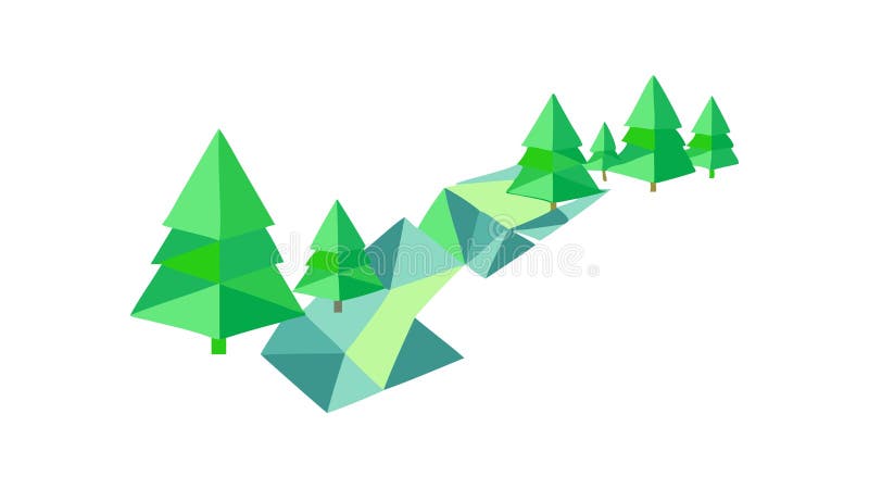 Low poly pathway through forest. Nature or journey graphic, vector design Generative AI vector illustration