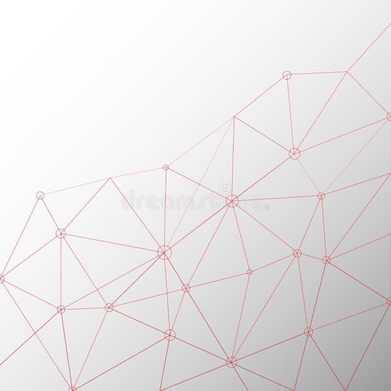 Vector Abstract Red Polygonal Lines Texture in Light Grey Gradient Background stock illustration