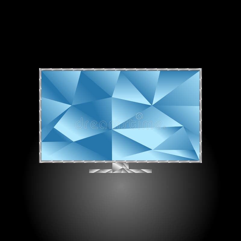 Low Poly Plasma Tv Set with the Blue Screen Stock Vector Illustration