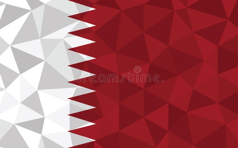 Low Poly Qatar Flag Vector Illustration. Triangular Qatari Flag Graphic