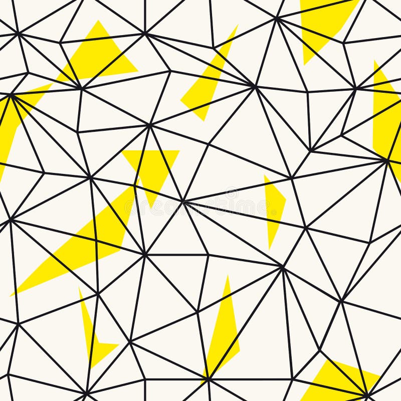 Low poly seamless repeat pattern. Triangular facets. Vector pattern. Wireframe Background Black and Yellow Seamless Pattern royalty free illustration