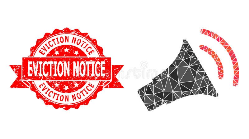 Scratched Eviction Notice Stamp and Announce Horn Polygonal Mocaic Icon royalty free illustration