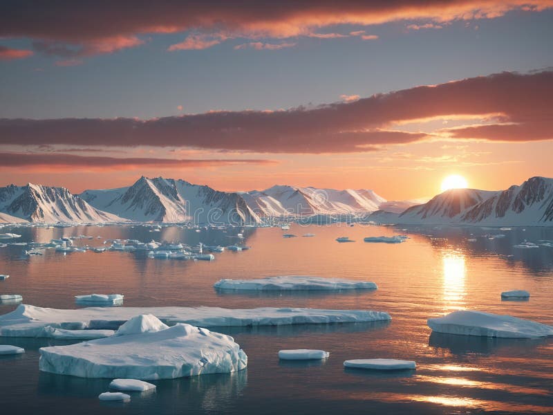 A low polygon image of the artic during a beautiful sunset - generated by ai stock illustration