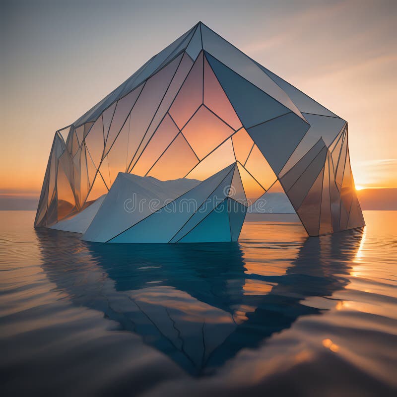 A low polygon image of the artic during a beautiful sunset - generated by ai vector illustration
