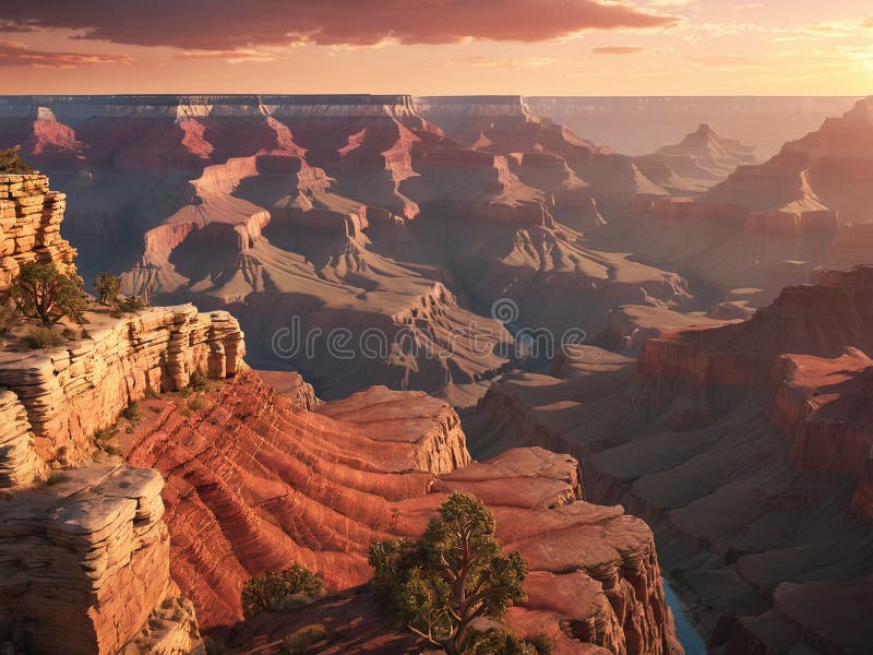 A low polygon image of the Grand Canyon during a beautiful sunset - generated by ai stock illustration