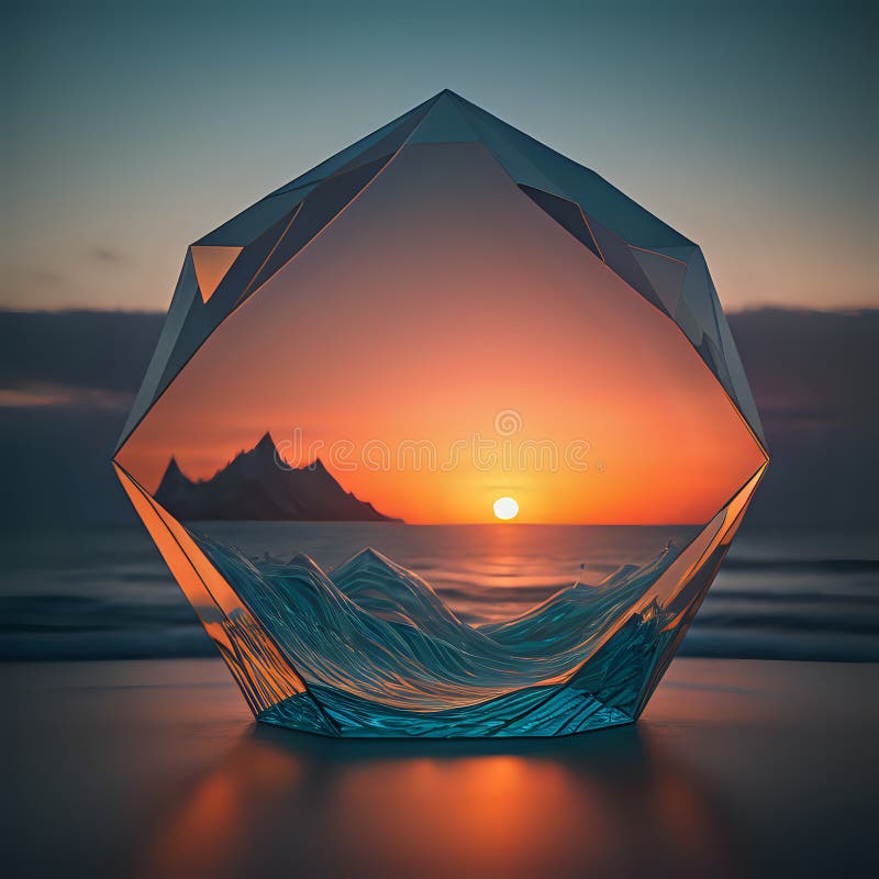 A low polygon image of the sea during a beautiful sunset - generated by ai vector illustration