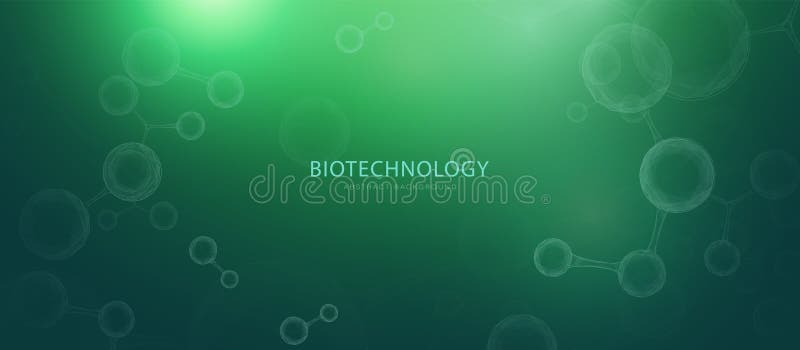 Low polygonal wireframe with white molecule or atom on a green background. Abstract molecule structure banner. Vector illustration vector illustration