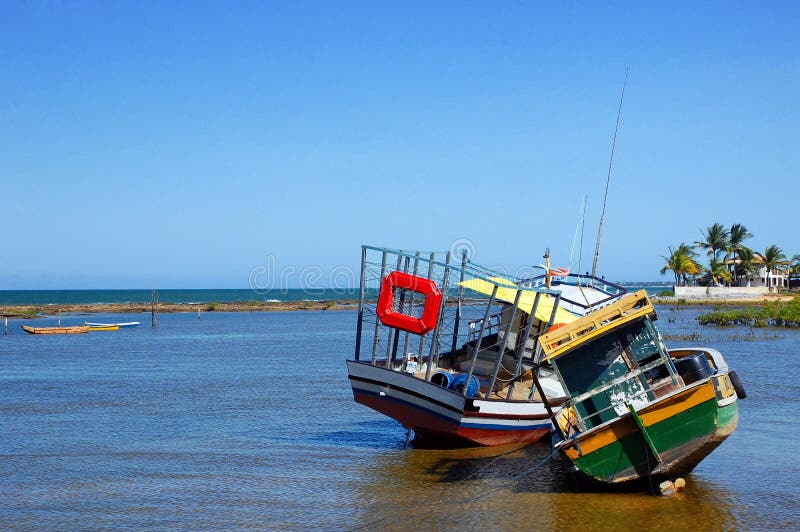 The low tide effect in Porto Seguro, the brazilian northwest famous town. Serene beach atmosphere stock images, royalty-free photos and pictures