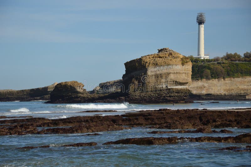 Low Tide at the Coast of Biarritz in the Bay of Biscay, the Lighthouse