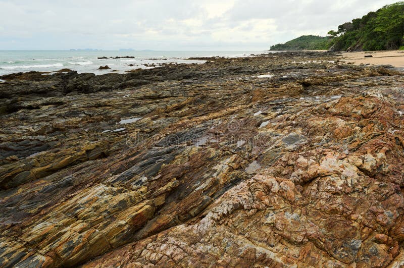 Rocky shore at the low tide time royalty free stock photo Rocky shore at the low tide time royalty free stock photo