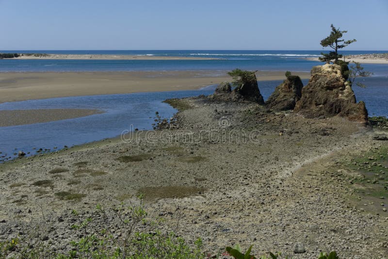 At low tide you can walk out to these rocks at low tide. At high tide the entire bay is awash. This taken just south of Taft where Schooner Creek meets the Siletz River and the ocean. At low tide you can walk out to these rocks at low tide. At high tide the entire bay is awash. This taken just south of Taft where Schooner Creek meets the Siletz River and the ocean.
