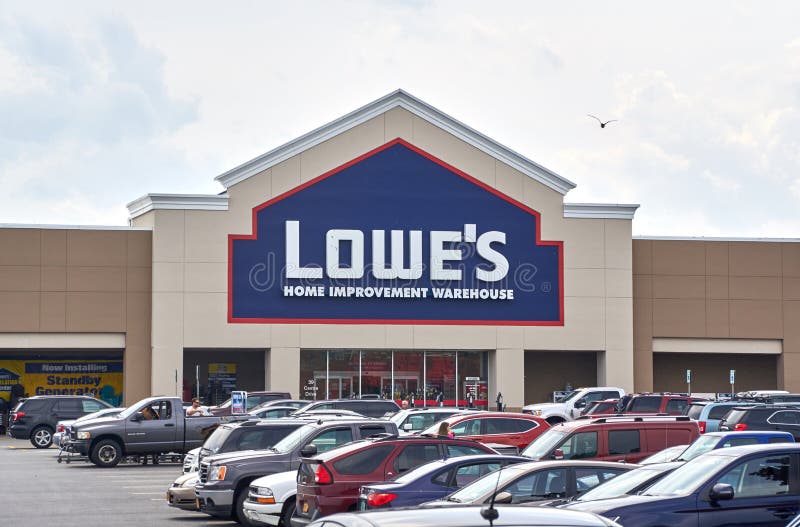 PLATTSBURGH, USA - AUGUST 23, 2017 : Lowe's store. Lowe's Companies, Inc. is a Fortune 500 American company that operates a chain of retail home improvement and appliance stores. PLATTSBURGH, USA - AUGUST 23, 2017 : Lowe's store. Lowe's Companies, Inc. is a Fortune 500 American company that operates a chain of retail home improvement and appliance stores