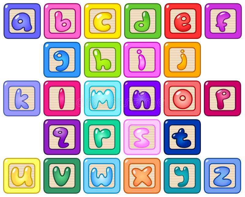 Colorful lower case alphabet kids blocks set. Colorful lower case alphabet kids blocks set