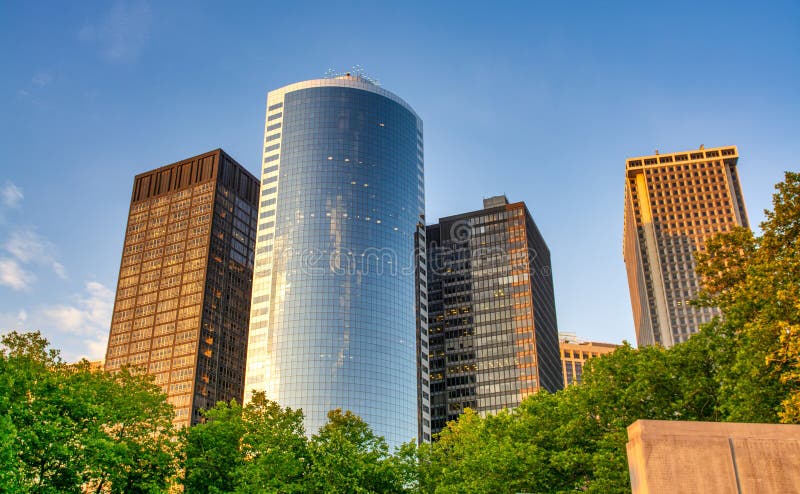 Lower Manhattan sunset skyline, NYC royalty free stock image