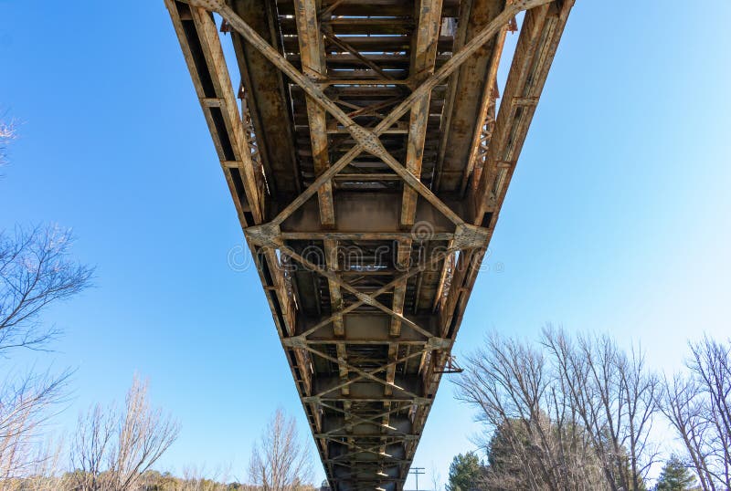 Lower Part of Iron Bridge for Railroad Stock Image Image of