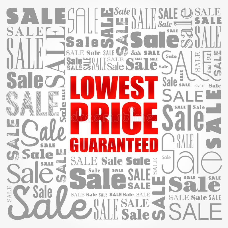Lowest Price Guaranteed Words Cloud, Business Concept Background Stock