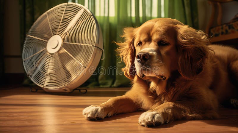 loyal dog and fan illustration bark wag, tail canine, companion love loyal dog and fan AI generated