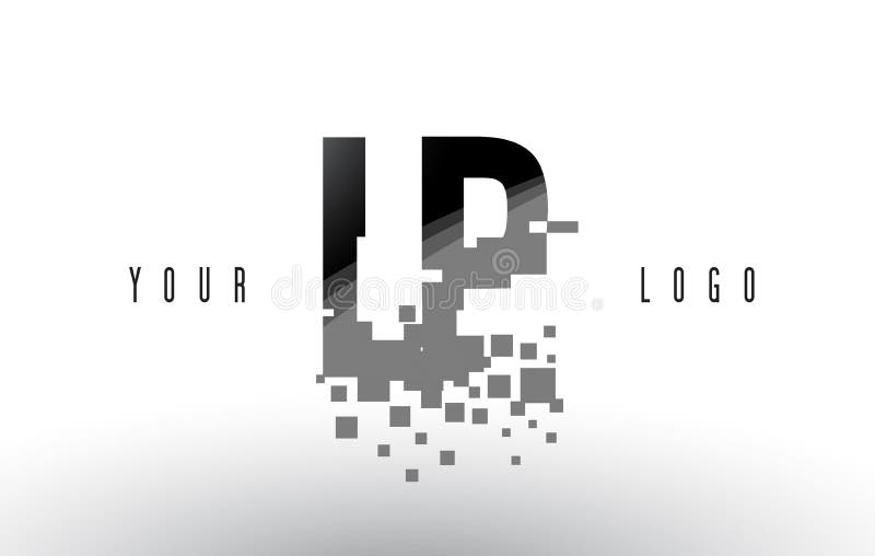 LP L logo de lettre de pixel de P avec les places noires brisées par Digital