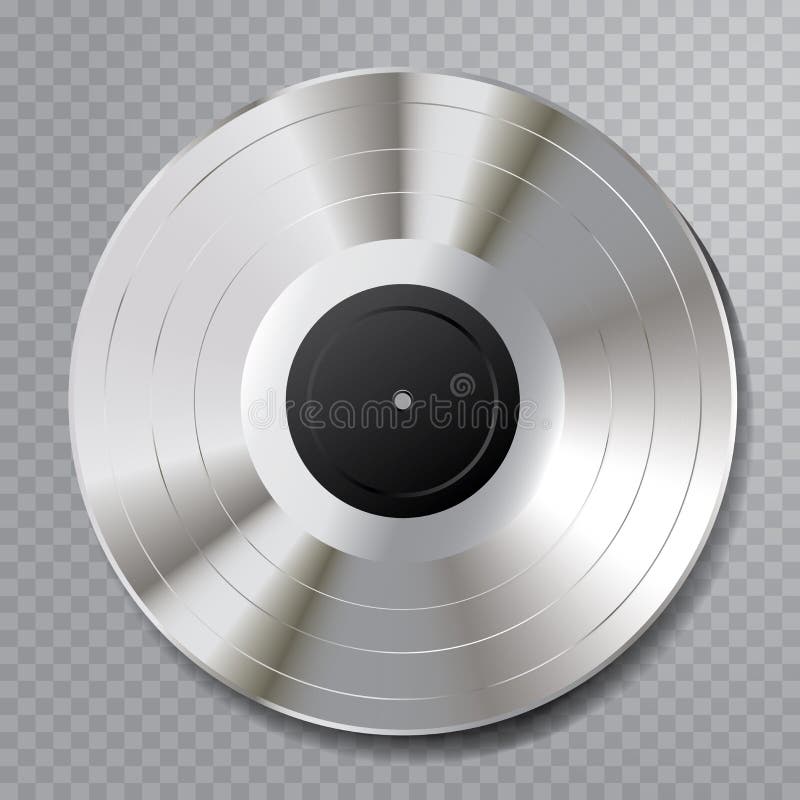 Silver Vinyl Record with Black Blank Label. 3d Rendering Stock