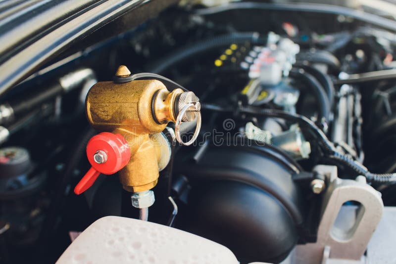 LPG , NGV Gas Tanks are Installed in a Car for the 2 Fuel System. Stock