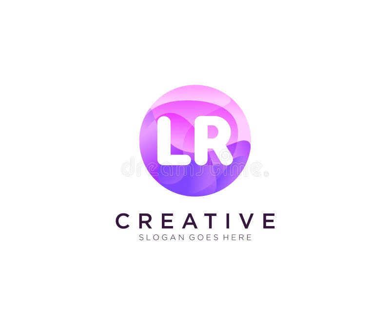 LR initial logo With Colorful Circle template vector royalty free illustration