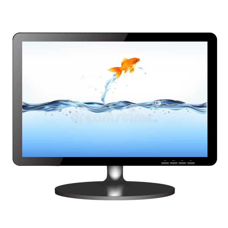 Lsd Tv Monitor with Jumping Fish. Vector Stock Vector Illustration of shot, high 17087718