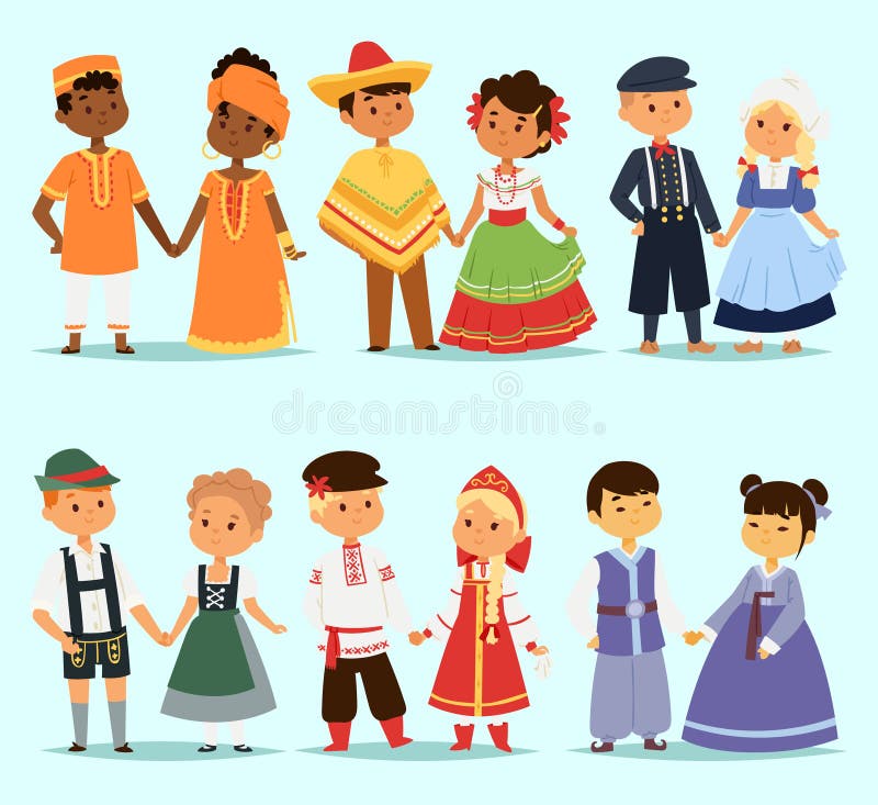 Dress Girls in Traditional Costumes Stock Vector - Illustration of ...