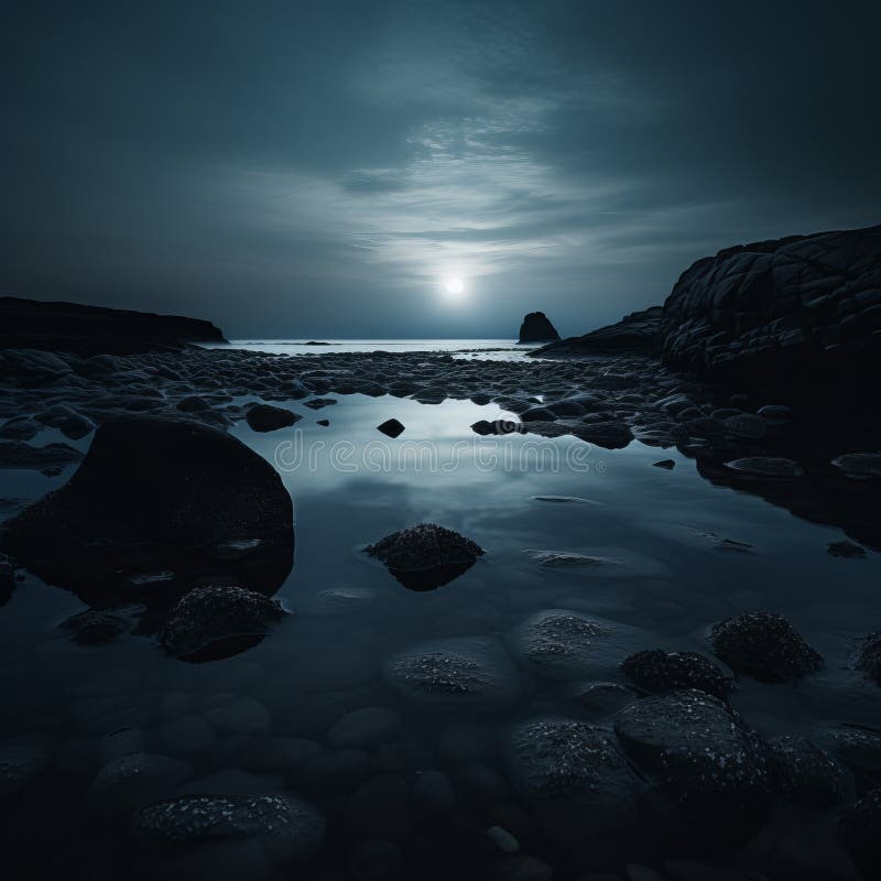 A lua brilha no céu ilustração royalty free