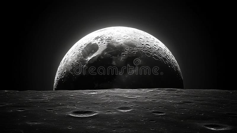 Lua cheia brilhando sobre o oceano à noite ilustração royalty free