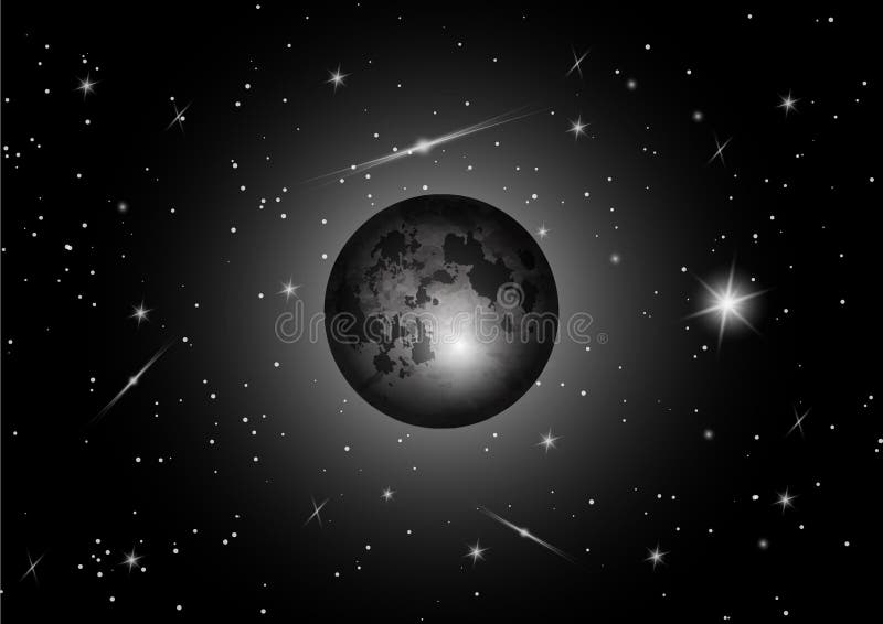 Lua cheia do vetor com a estrela no fundo escuro do céu noturno O eclipse lunar é um fenômeno astronômico ilustração royalty free Lua cheia do vetor com a estrela no fundo escuro do céu noturno O eclipse lunar é um fenômeno astronômico ilustração royalty free