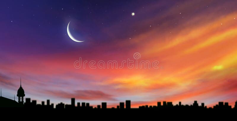 Lua crescente com estrelas imagem de stock royalty free