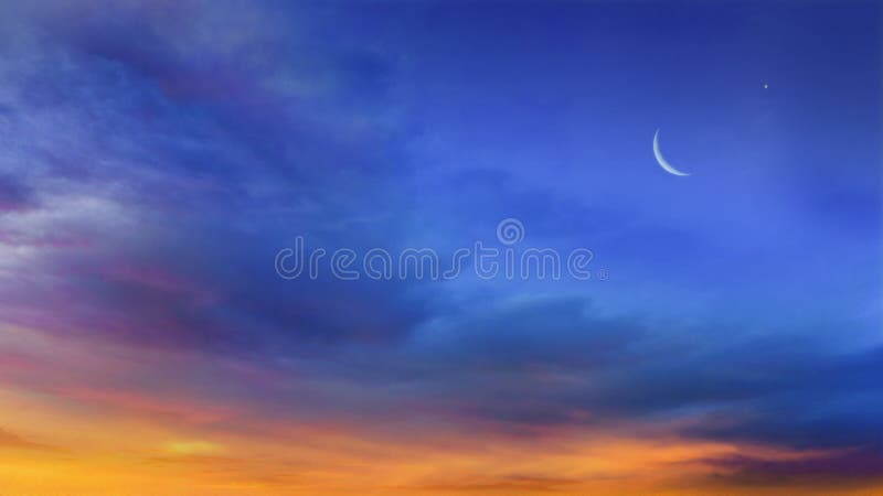 Lua crescente com estrelas imagens de stock royalty free