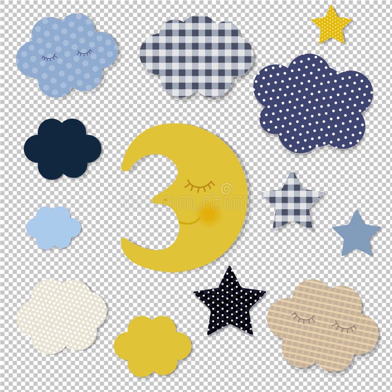 Lua de desenho animado com estrelas fundo transparente ilustração stock