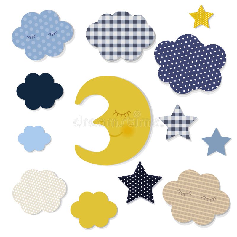 Lua de desenho animado com estrelas ilustração do vetor