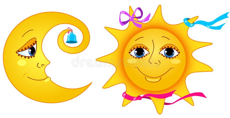 Lua e sol ilustração do vetor