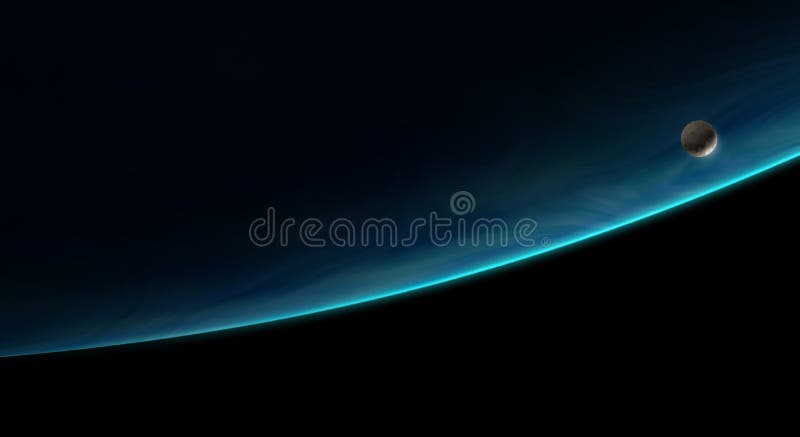 Lua que orbita um planeta azul ilustração royalty free Lua que orbita um planeta azul ilustração royalty free