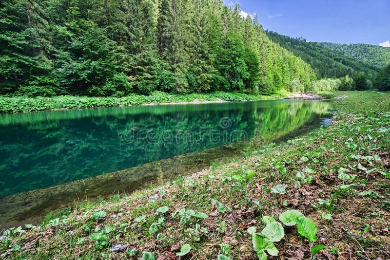 Lubochniansky tajch lake in Lubochnianska dolina valley in Velka Fatra mountains