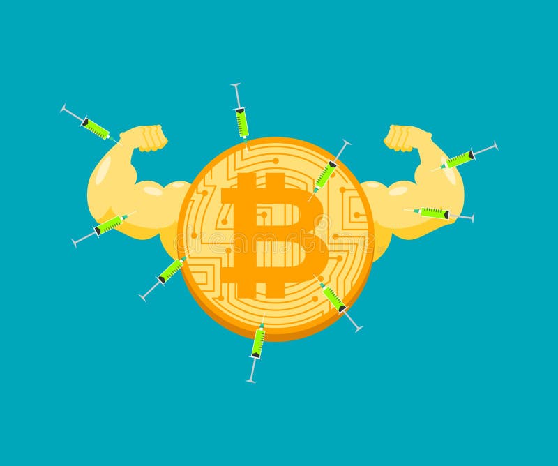 Lubrificação para Bitcoin Moeda cripto forte e esteroides Seringa ilustração do vetor Lubrificação para Bitcoin Moeda cripto forte e esteroides Seringa ilustração do vetor