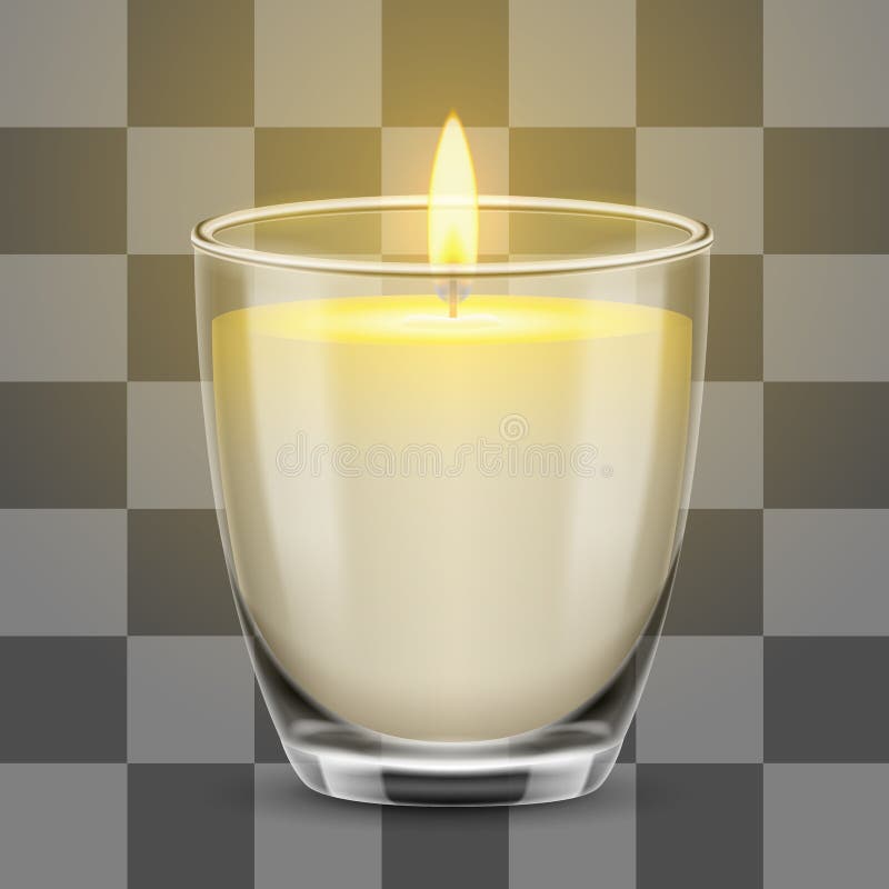 Luce della candela in un barattolo di vetro illustrazione realistica di vettore