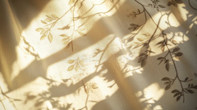 Luce solare e ombre della foglia su Beige Fabric illustrazione vettoriale