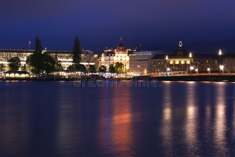 Lucerne, Switzerland, city view at night