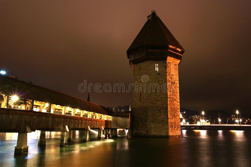 Lucerne, Switzerland, city view at night