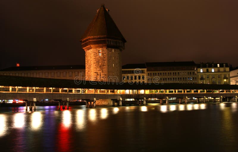 Lucerne, Switzerland, city view at night